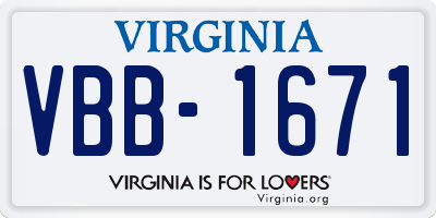 VA license plate VBB1671