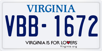 VA license plate VBB1672
