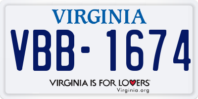 VA license plate VBB1674