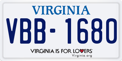 VA license plate VBB1680