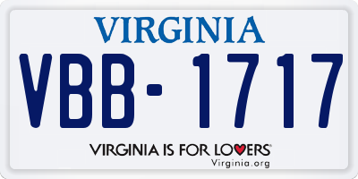 VA license plate VBB1717
