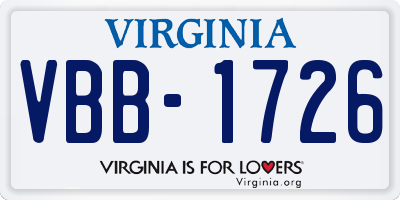 VA license plate VBB1726