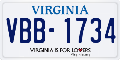 VA license plate VBB1734