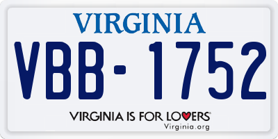 VA license plate VBB1752