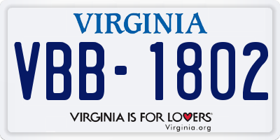 VA license plate VBB1802