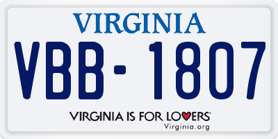 VA license plate VBB1807