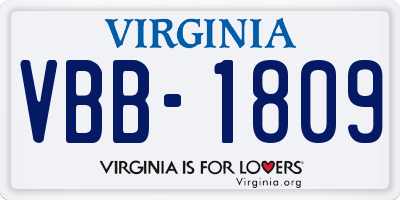 VA license plate VBB1809