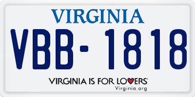 VA license plate VBB1818