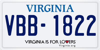 VA license plate VBB1822
