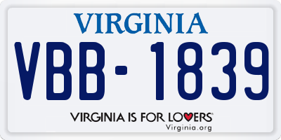 VA license plate VBB1839