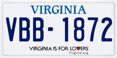 VA license plate VBB1872