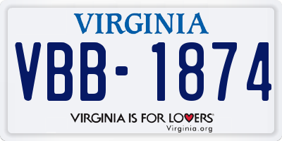 VA license plate VBB1874