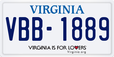 VA license plate VBB1889