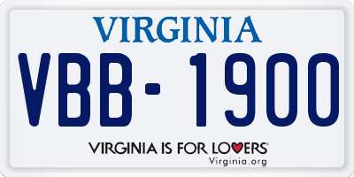 VA license plate VBB1900
