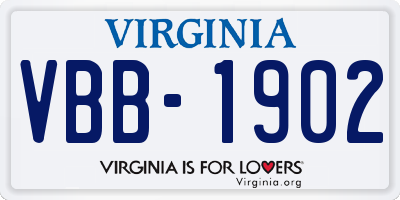 VA license plate VBB1902