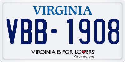 VA license plate VBB1908
