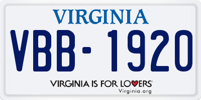 VA license plate VBB1920