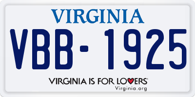 VA license plate VBB1925