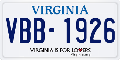 VA license plate VBB1926