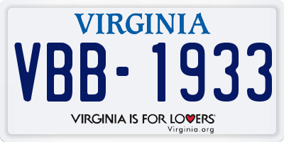 VA license plate VBB1933
