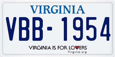 VA license plate VBB1954