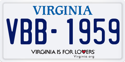 VA license plate VBB1959