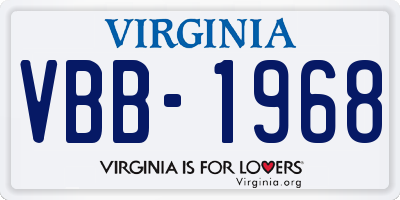 VA license plate VBB1968