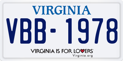 VA license plate VBB1978