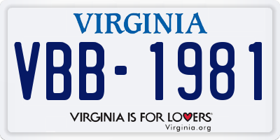 VA license plate VBB1981