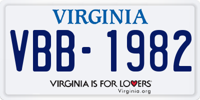 VA license plate VBB1982