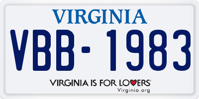 VA license plate VBB1983