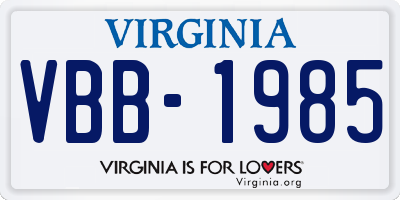 VA license plate VBB1985