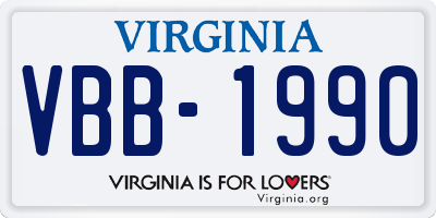 VA license plate VBB1990