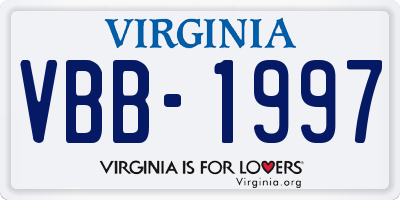 VA license plate VBB1997
