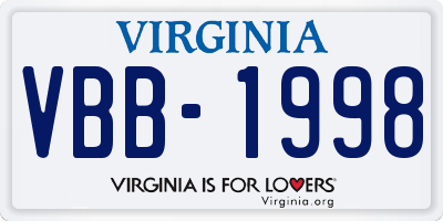 VA license plate VBB1998