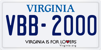 VA license plate VBB2000