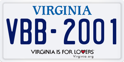 VA license plate VBB2001