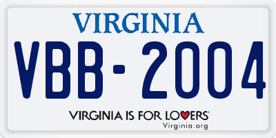 VA license plate VBB2004