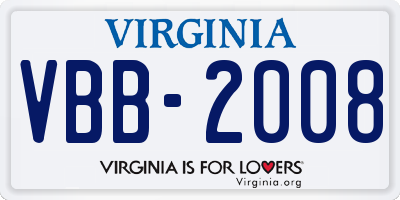 VA license plate VBB2008