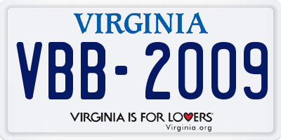 VA license plate VBB2009