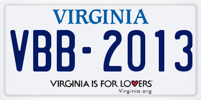 VA license plate VBB2013