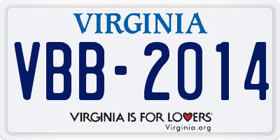 VA license plate VBB2014