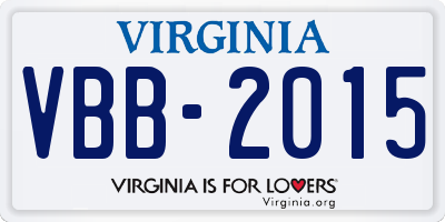 VA license plate VBB2015