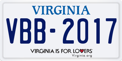 VA license plate VBB2017