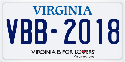 VA license plate VBB2018