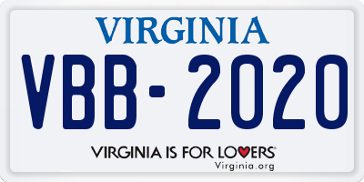 VA license plate VBB2020