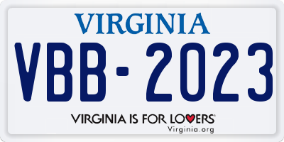 VA license plate VBB2023