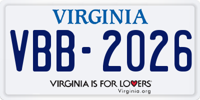VA license plate VBB2026