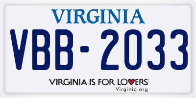 VA license plate VBB2033