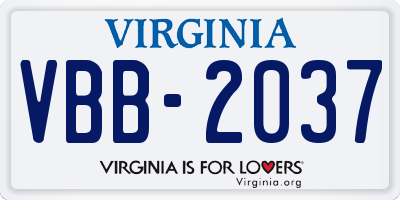 VA license plate VBB2037